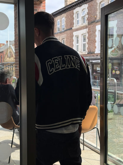 Celine Logo Varsity Bomber-50, UK Large