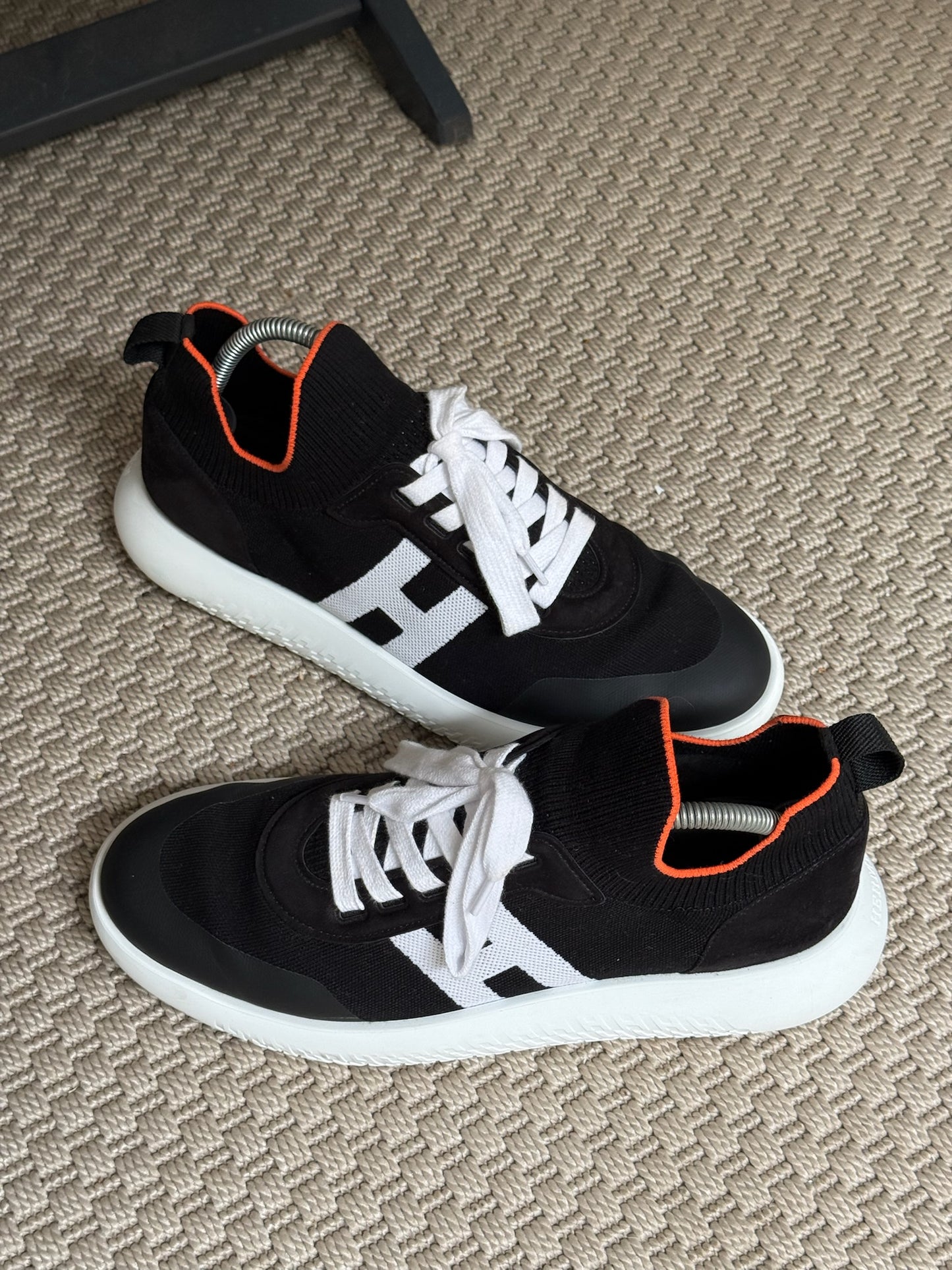 Hermes Black Orange Crew Trainers - UK 8