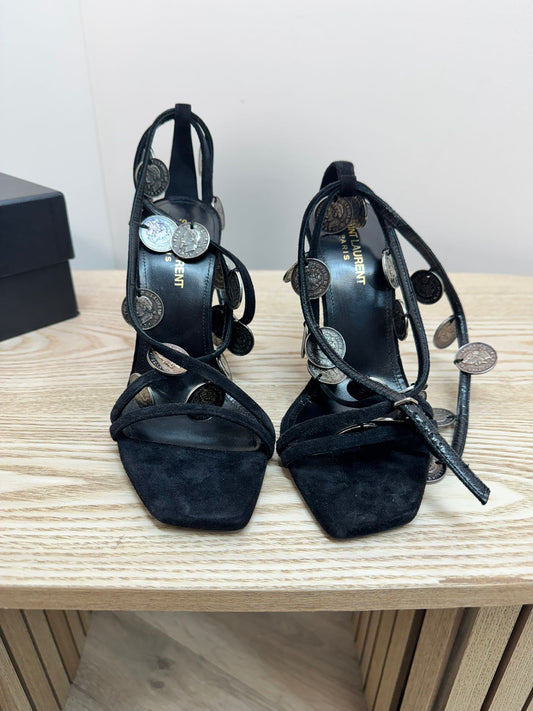 YSL Black Kim Coin Wedges – EU 38.5 / UK 5.5