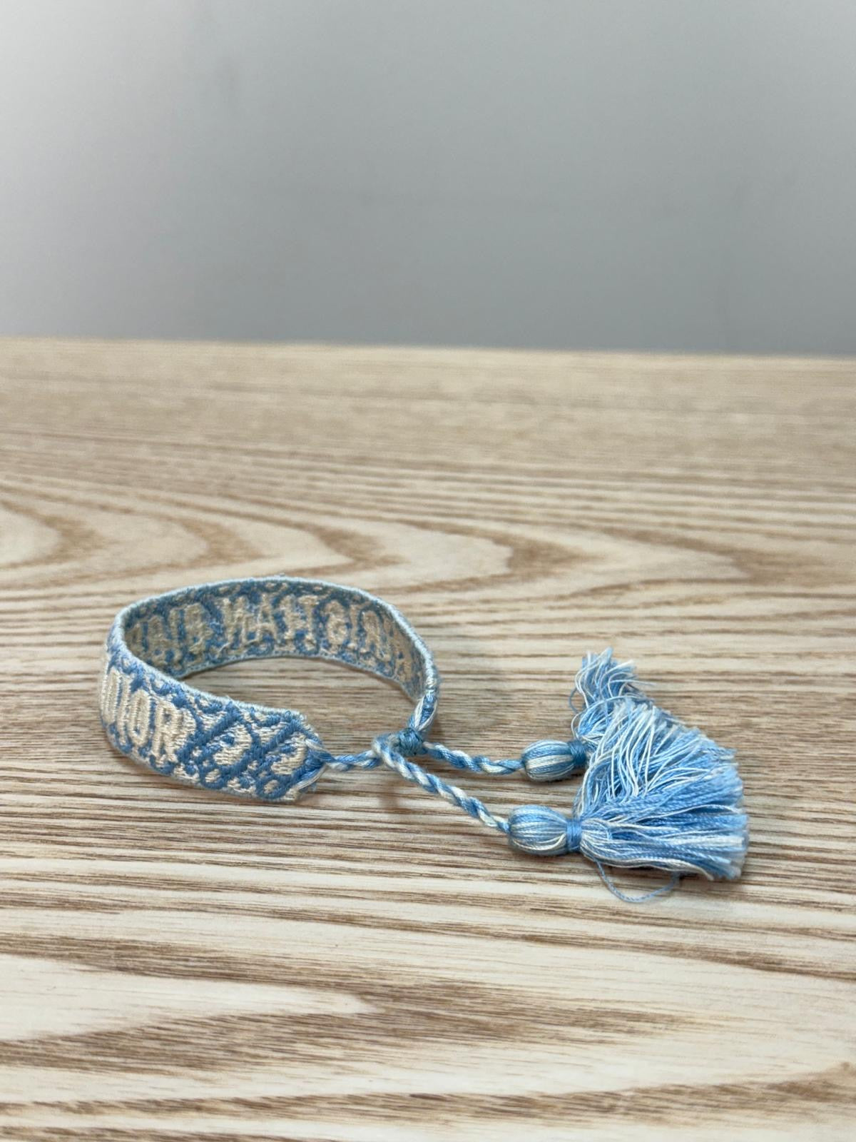 Dior Blue White Pattern Woven 'J'Adior' Friendship Bracelet - One Size