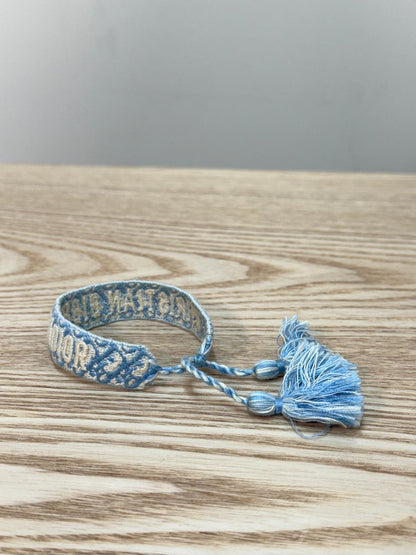 Dior Blue White Pattern Woven 'J'Adior' Friendship Bracelet - One Size