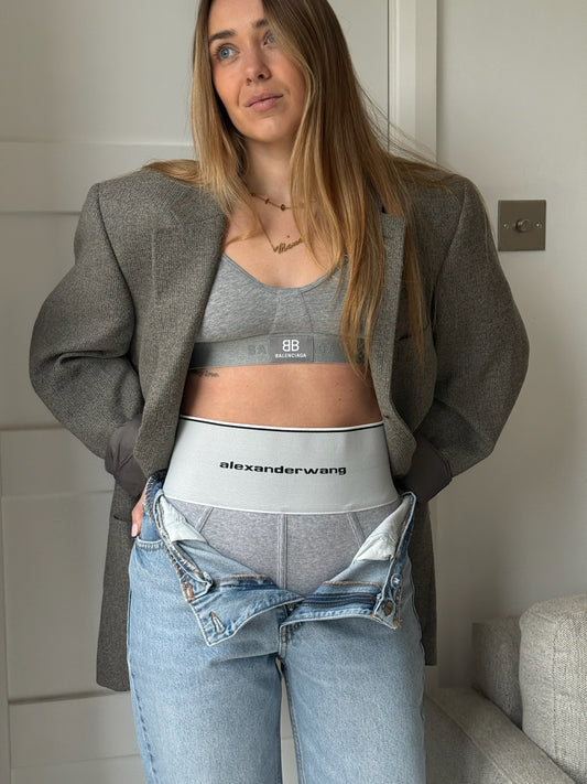 Balenciaga Grey White Logo BB Bralette - Medium / 42