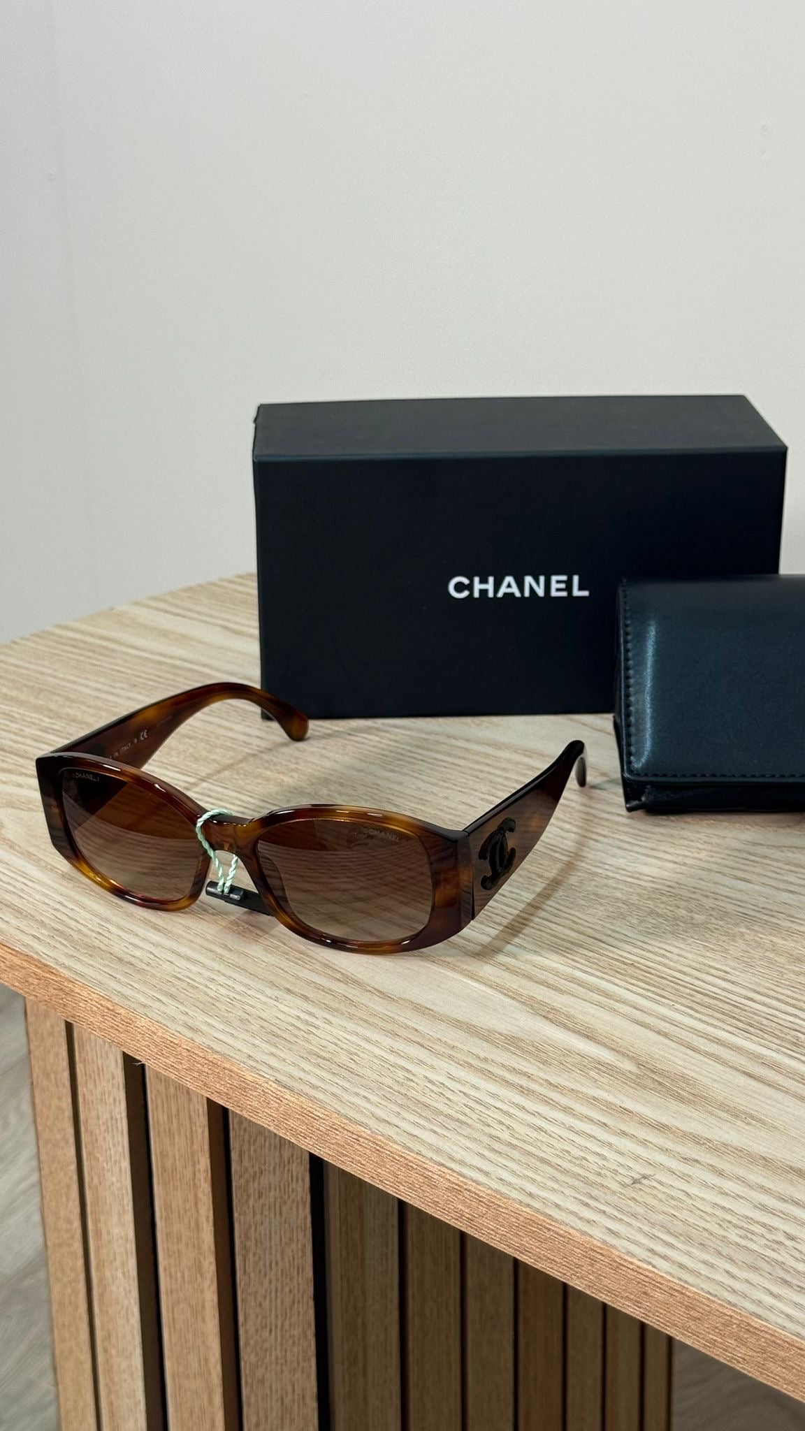 Chanel Brown Black CC Logo Tortoise Sunglasses - Brand New In Box