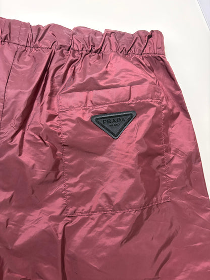 Prada Burgundy Wide Leg Technical Zip Shorts – Large
