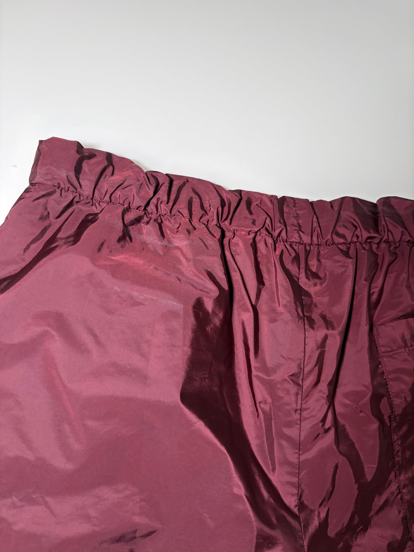 Prada Burgundy Wide Leg Technical Zip Shorts – Large