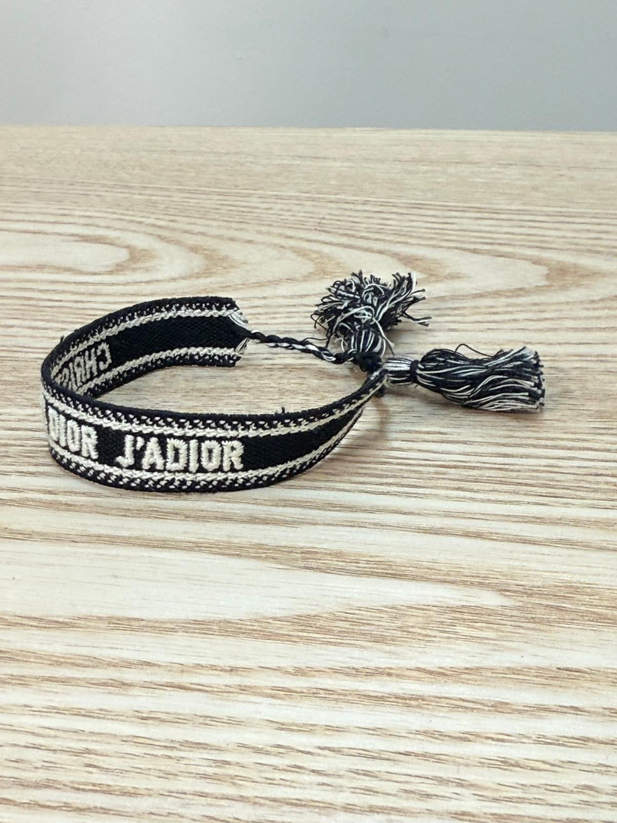 Dior Black White Woven 'J'Adior' Friendship Bracelet - One Size