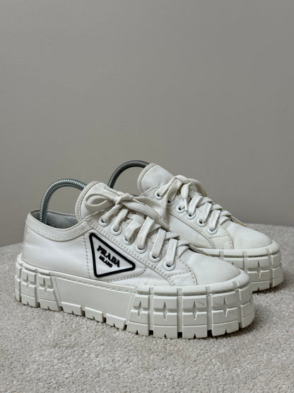 Prada White And Black Double Wheel Trainers -UK 5