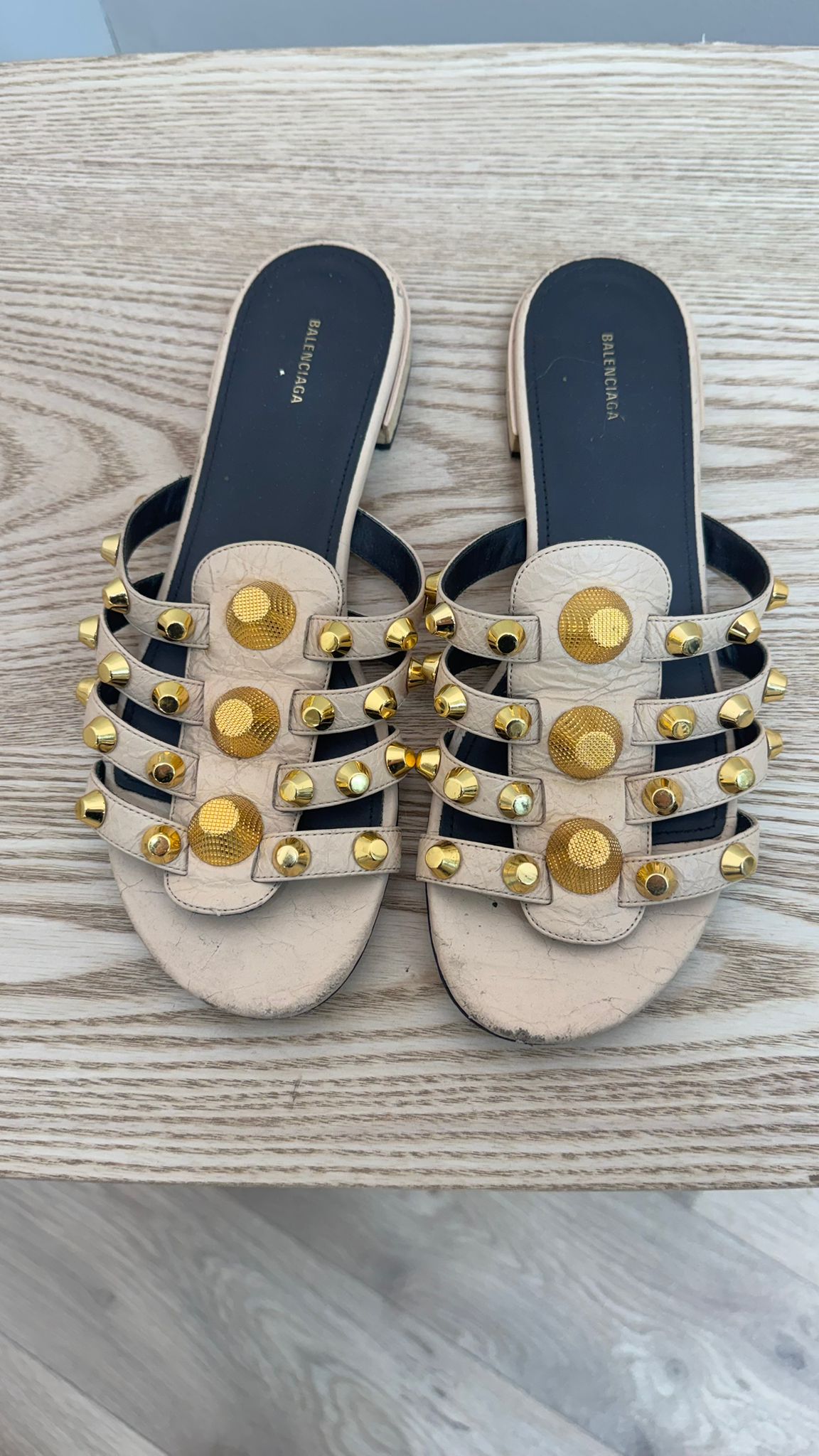 Balenciaga Gold Studded Sandals – EU 38 / UK 5
