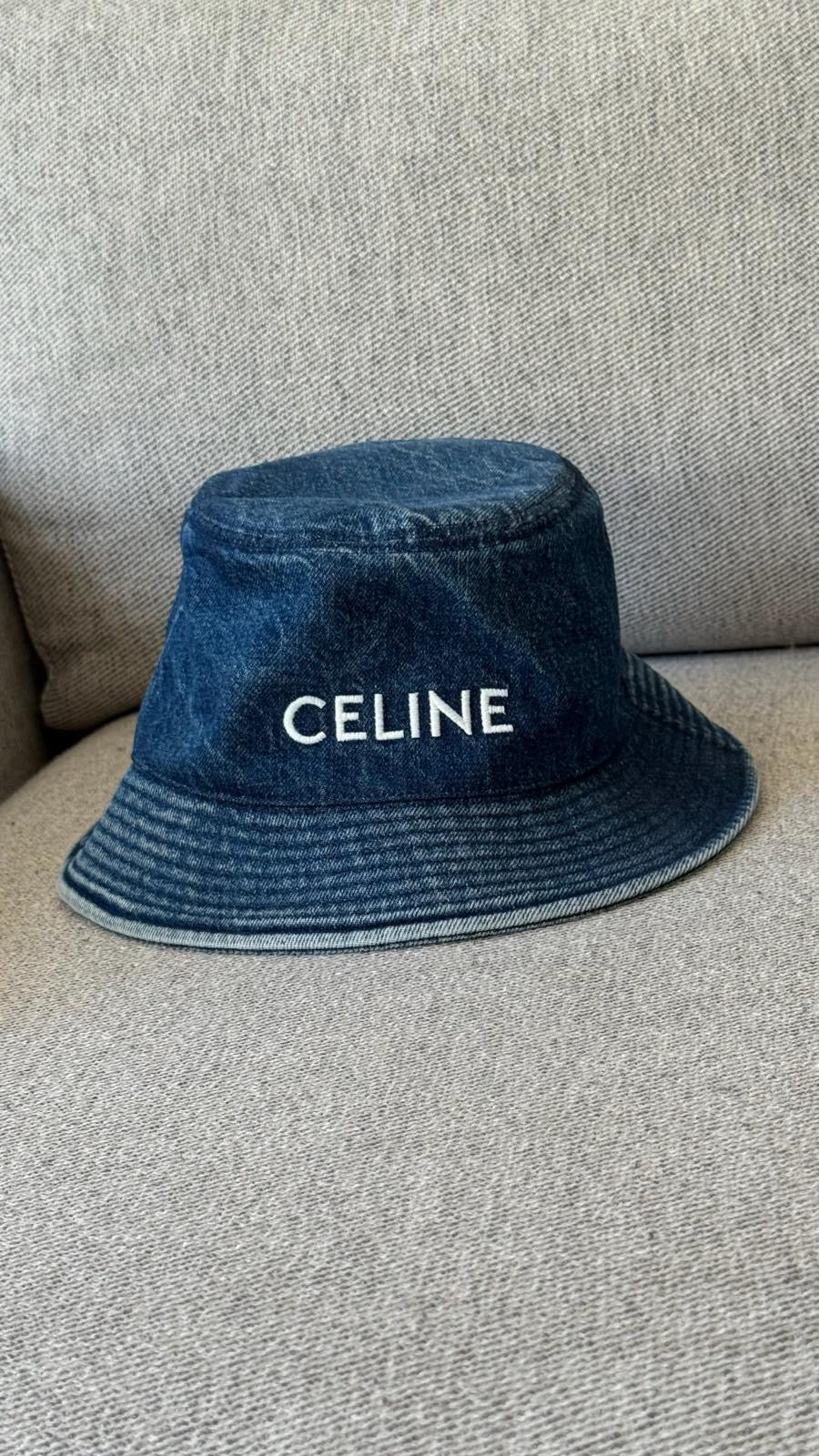 Celine Denim Logo Bucket Hat - Medium