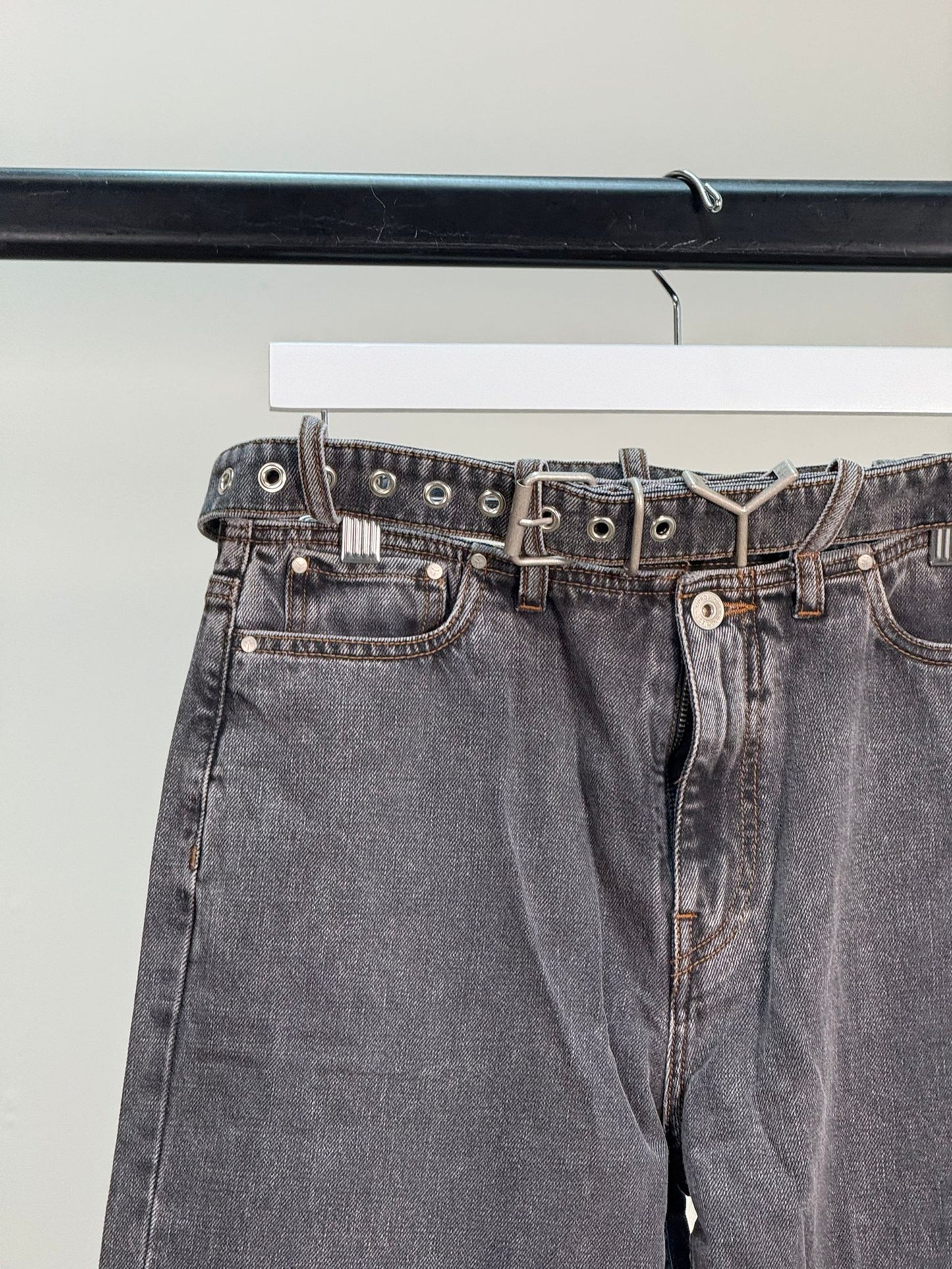 Y/Project Black Denim Buckle Straight Leg Jeans - Unisex denim 27