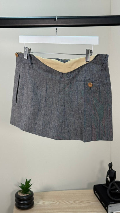 Prada Blue Pinstriped Mini Skirt -wool - IT 38/S-M