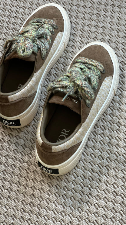 Dior B33 Khaki Oblique Suede Trainers – UK 8