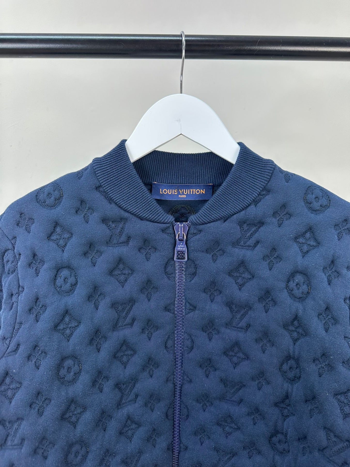 Louis Vuitton Navy Embossed Monogram Pilot Jacket -  Small