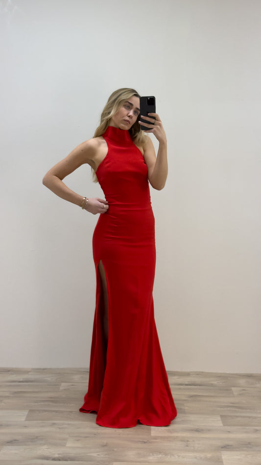 Phillip Armstrong Red High neck split dress - UK 6/8