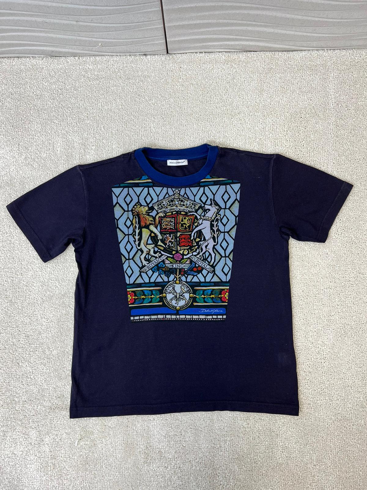 Kids Dolce & Gabbana Navy/Purple Window Shield Print T-Shirt (Age 6)