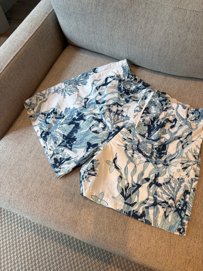 Louis Vuitton White & Blue Floral Monogram Aquagarden Swim Shorts – XXL