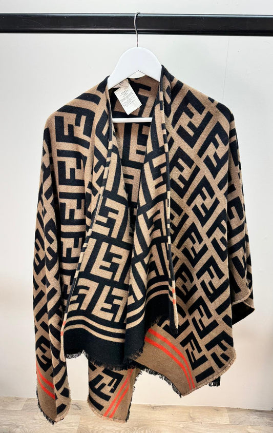 Fendi Brown FF Poncho Cape