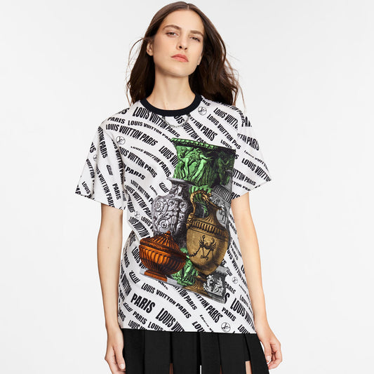 Louis Vuitton White Fornasetti Slanted Signature Vase T-Shirt-XS