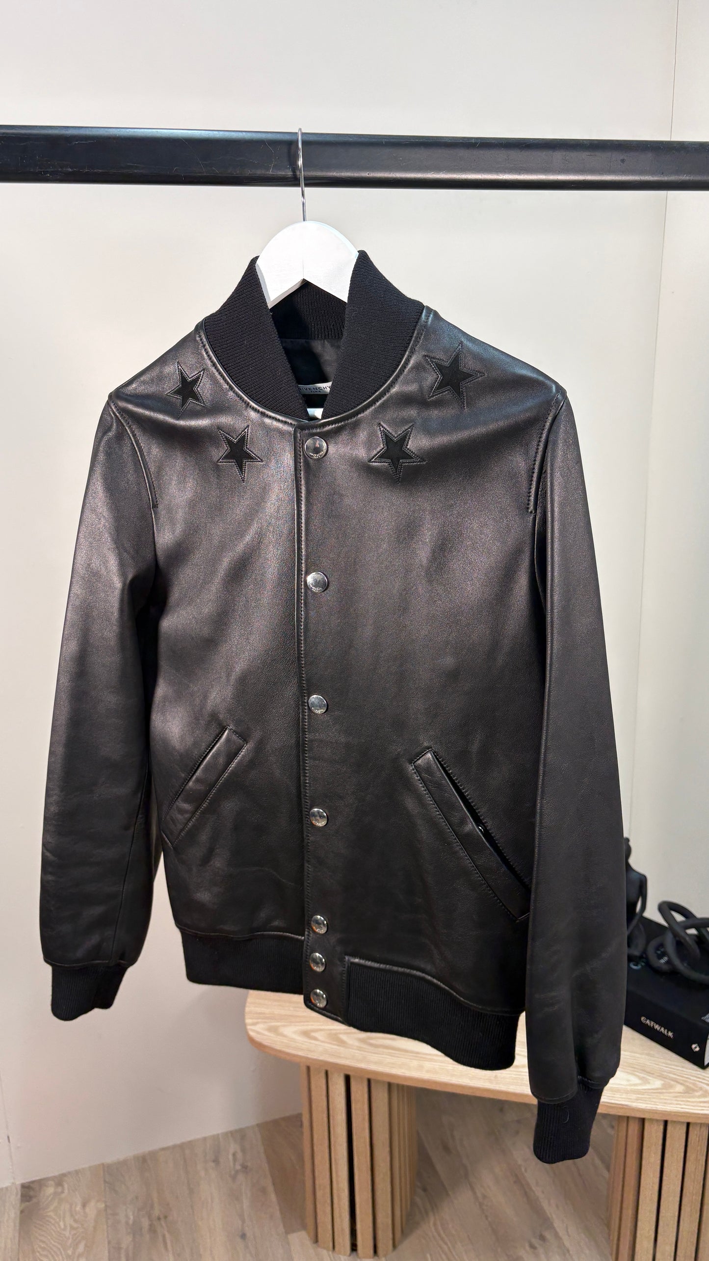 Givenchy Black Leather Jacket – UK46