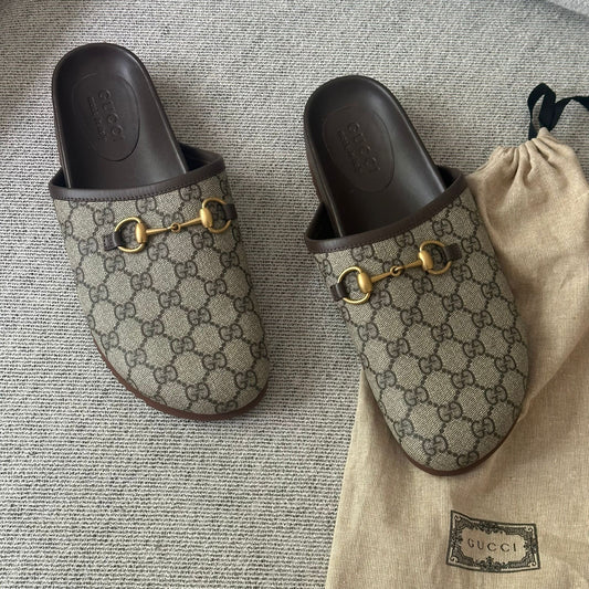 Gucci Beige GG horsebite slider mule - Brand New UK 8