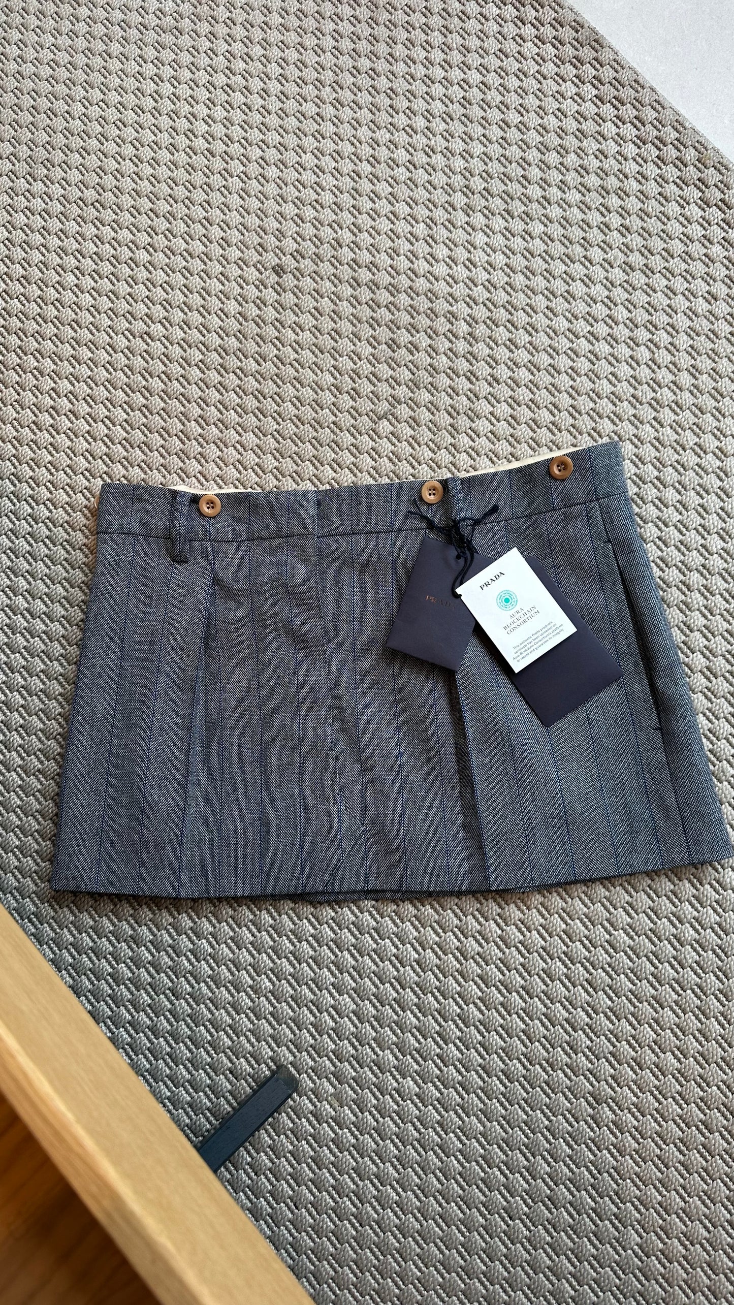 Prada Blue Pinstriped Mini Skirt, Brand New  - IT 38/S-M
