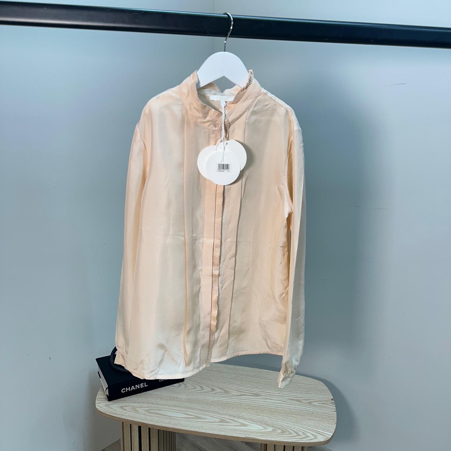 Kids Chloé Coral Logo Silk Frill Collar Shirt – New In Tags Age 12