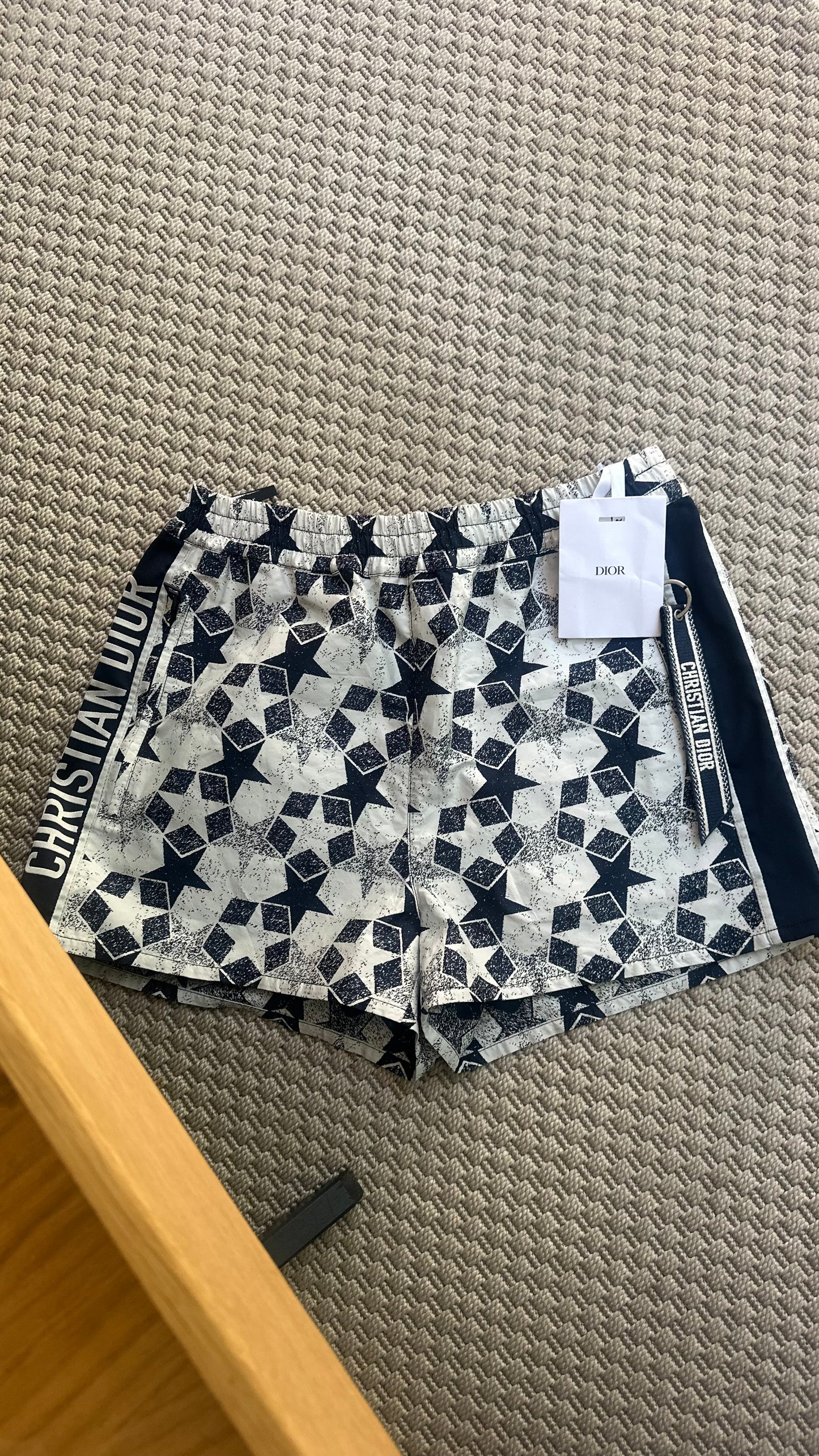 Christian Dior Oblique Star Print Shorts White Navy – IT 36 / UK 8. Brand New
