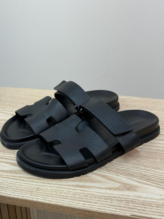Hermès Chypre Black Leather Sandal EU44/UK10