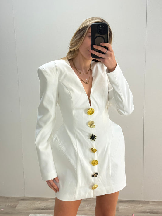 Atoir White Multi Button Structured Florance Dress- UK 6