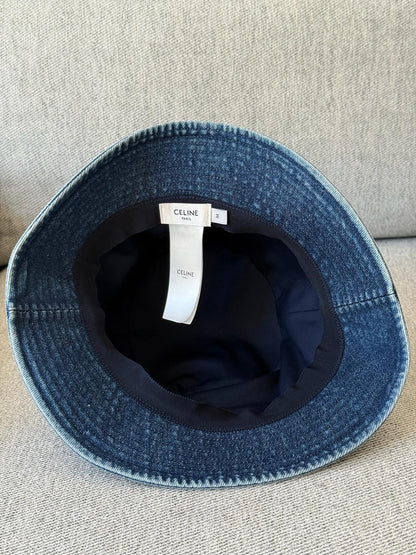 Celine Denim Logo Bucket Hat - Medium