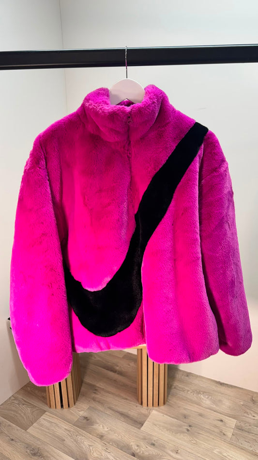 Nike Pink Zip Fur Jacket – Medium