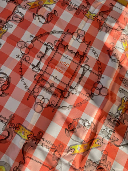 Hermès Mors Et Gourmettes Orange Checked Chain Silk Twill Scarf – 90 x 90 cm