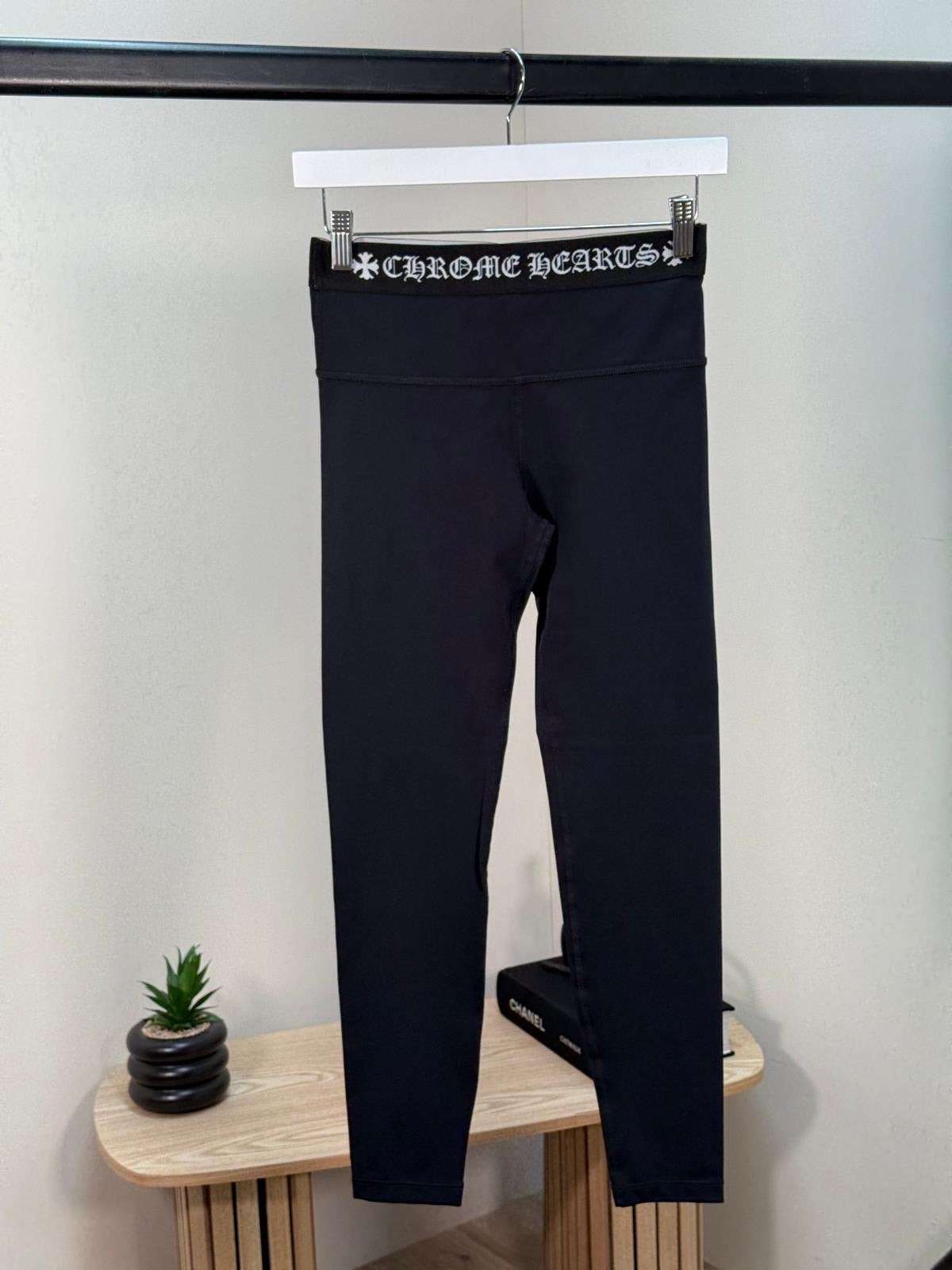 Chrome Hearts Black Logo Waist Leggings - Medium