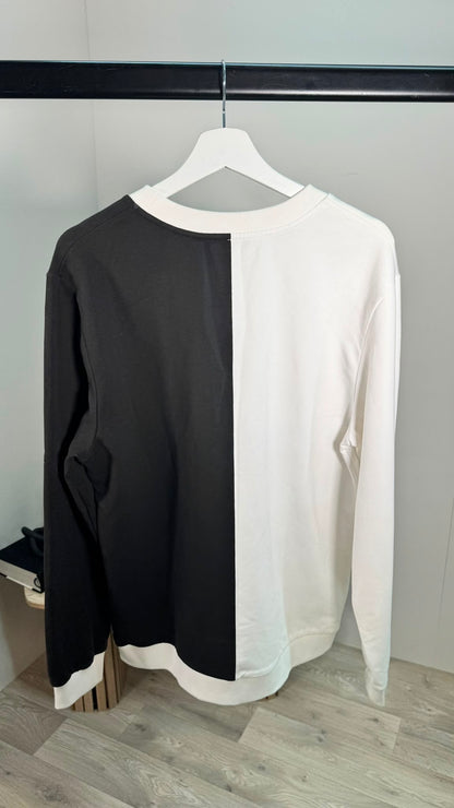 Balmain Black White 1/2 Logo Sweatshirt – Large