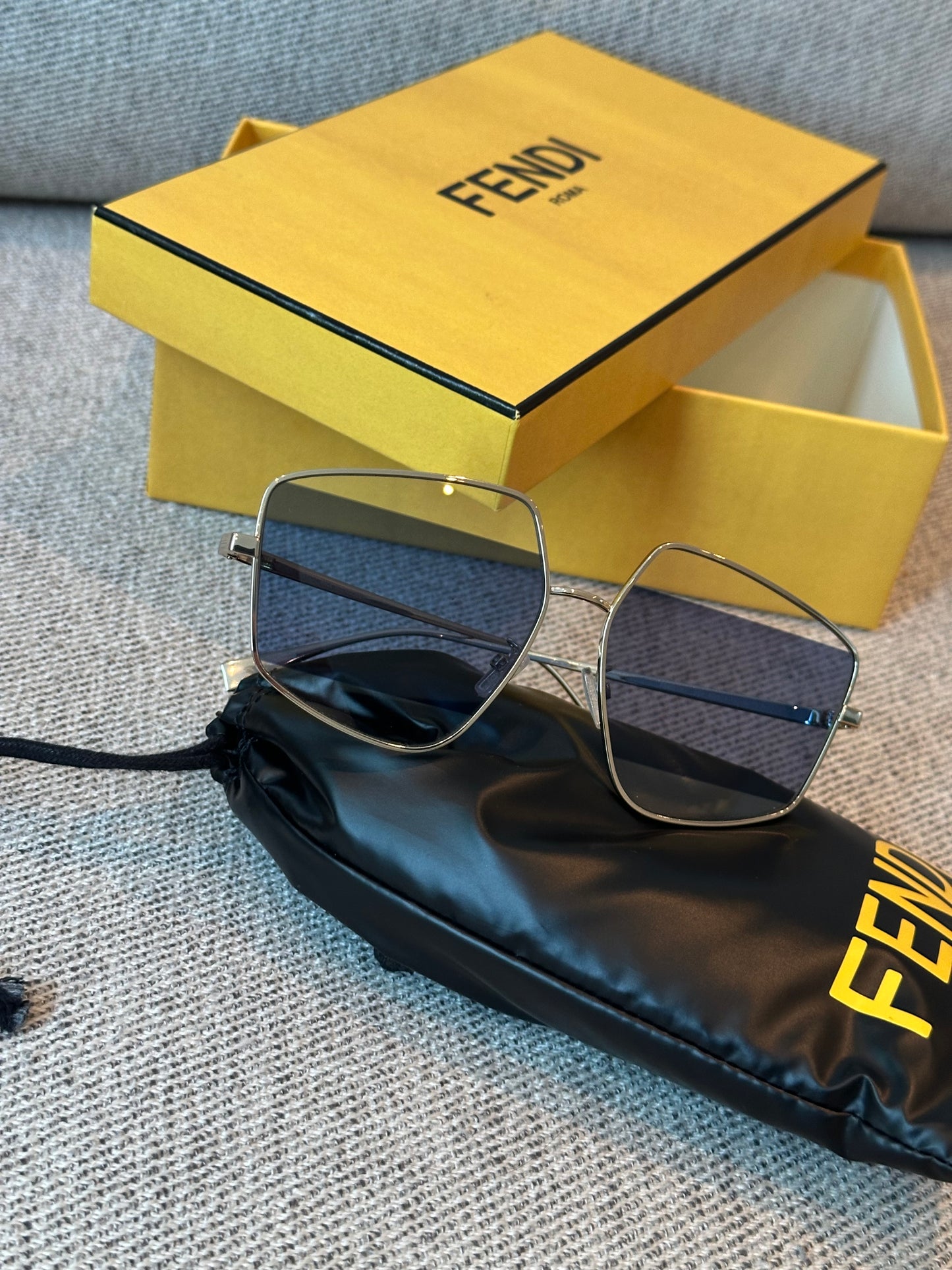 Fendi Blue Two Tone Pentagon Frame Sunglasses