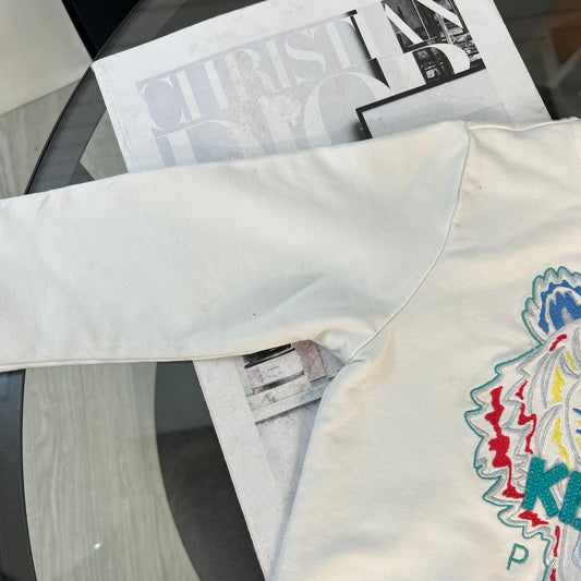 Kids Kenzo White Blue Yellow Tiger Head Jumper- Age 3