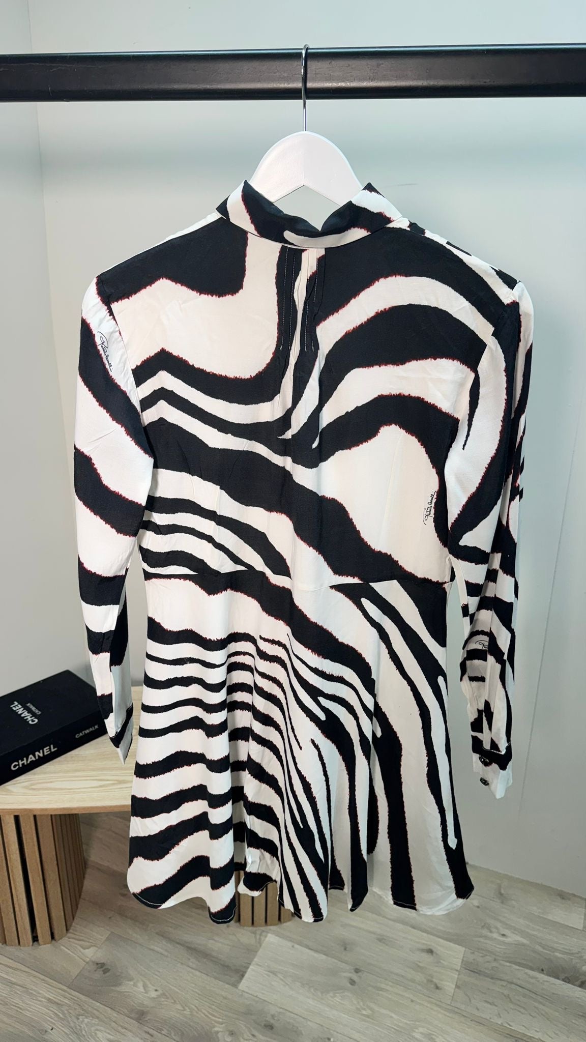 Roberto Cavalli Black And White Stripe Dress – M