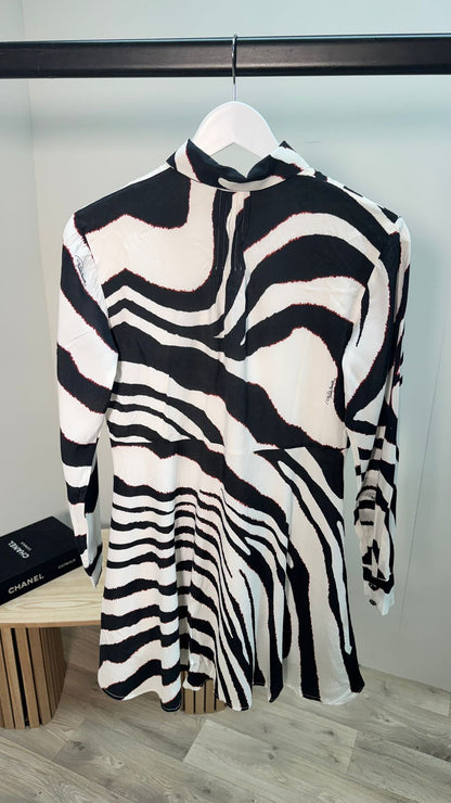 Roberto Cavalli Black And White Stripe Dress – M