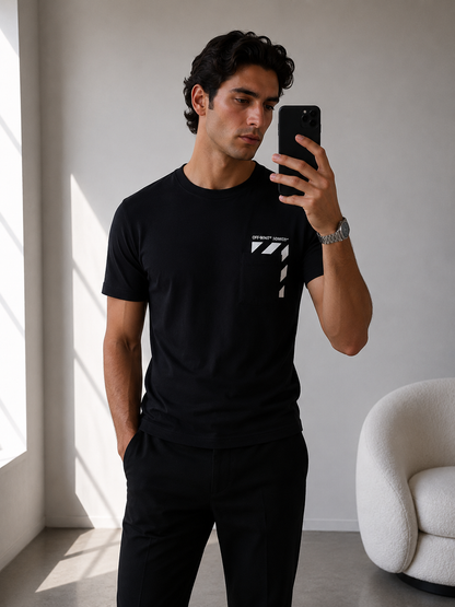 Off-White Black Diag Pocket T-shirt - Large