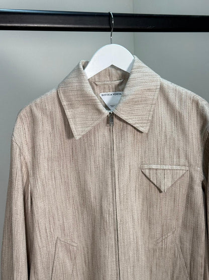 Bottega Veneta Mens Woven Kimono Blouson Natural Jacket - Size 46/Small