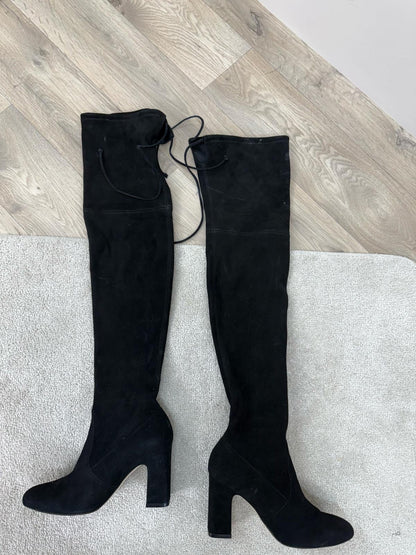 Stuart Weitzman Black Suede Stretch Over The Knee Boots -UK 3.5