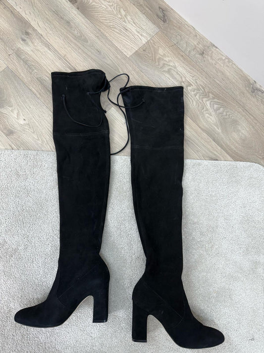 Stuart Weitzman Black Suede Stretch Over The Knee Boots -UK3.5