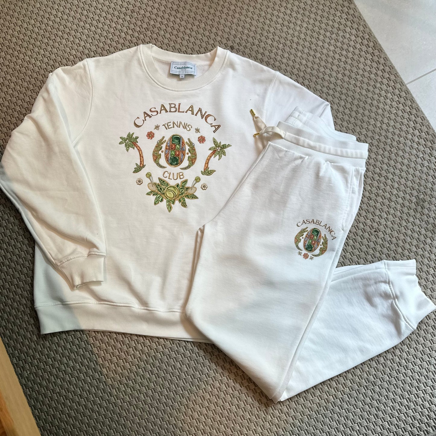 Casa Blanca Tennis Club WhiteJoyaux D'Afrique Embellished Tracksuit Set - L/XL