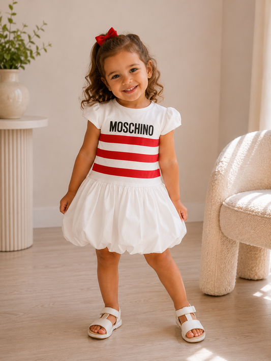Kids Moschino White/Red Puffer Dress – Age 2