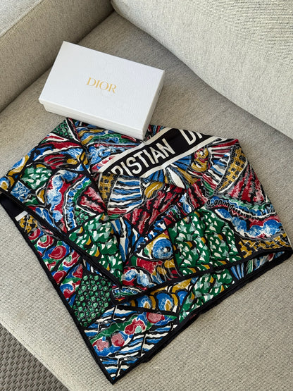 Dior Butterfly Multicolour Silk Square Scarf - One Size