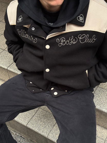 Billionaire Boys Club Black Off-White Western Heart Bomber Varsity Jacket - XL