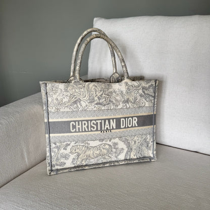 Christian Dior Medium Dior Book Tote - Gray Dior Oblique Embroidery and Calfskin