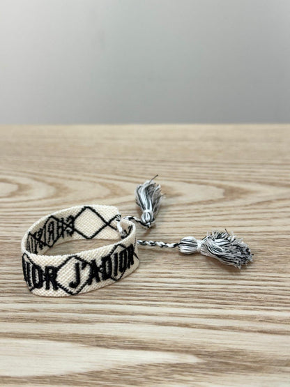 Dior Black White X Cross Woven 'J'Adior' Friendship Bracelet - One Size