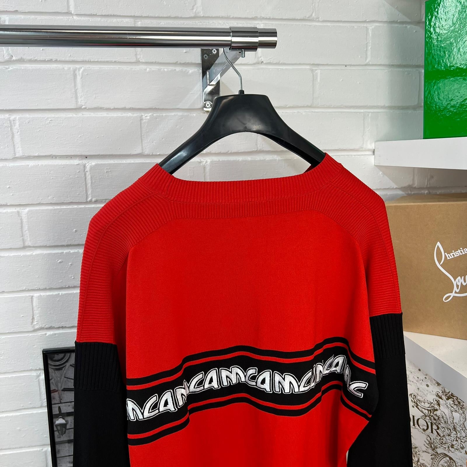 Alexander McQueen Red Black MCQ Round Neck Jumper