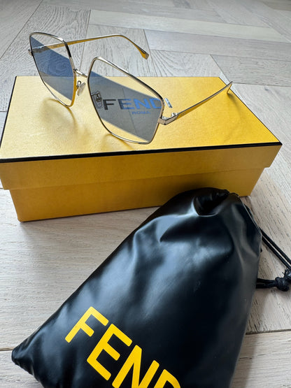 Fendi Blue Two Tone Pentagon Frame Sunglasses